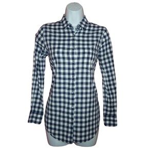 J. Crew Blue Plaid Button Down Lightweight Cotton Shirt - XS
